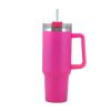 30OZ Straw Coffee Insulation Cup With Handle Portable Car Stainless Steel Water Bottle LargeCapacity Travel BPA Free Thermal Mug - 1PC - 30oz Rose red