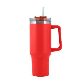 30OZ Straw Coffee Insulation Cup With Handle Portable Car Stainless Steel Water Bottle LargeCapacity Travel BPA Free Thermal Mug - 1PC - 30oz Red