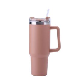 30OZ Straw Coffee Insulation Cup With Handle Portable Car Stainless Steel Water Bottle LargeCapacity Travel BPA Free Thermal Mug - 1PC - 30oz Brown