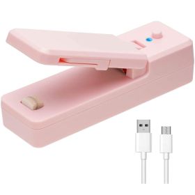 1pc 2 In 1 USB Chargable Mini Bag Sealer Heat Sealers With Cutter Knife Rechargeable Portable Sealer For Plastic Bag Food Storage - Pink