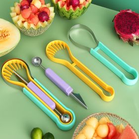 3-in-1 Fruit Digger Fruit Carving Knife Set Cutter Fruit Platter Separator Kitchen Gadgets Watermelon Ice Cream Baller Scoop - 3in1