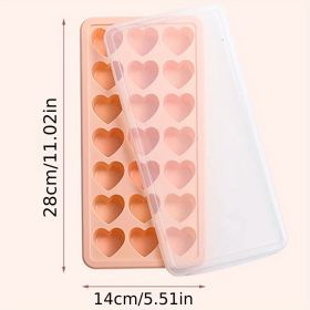 1pc High Quality Silicone 21 Even Love Ice Cube Ice Tray Mold Heart Shaped Silicone Ice Box - Pink