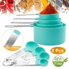 8Pcs Plastic Measuring Spoons Cups Scale Teaspoon Tablespoon Set Kitchen Utensil Tools - Green