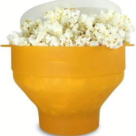 1pc Collapsible Silicone Microwave Popcorn Popper - Quick and Easy Way to Make Delicious Popcorn at Home - Yellow