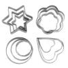 12 Pcs Stainless Steel Cookie Cutters Sugarcraft Cake Cupcake Decorating Tool Mold Round/Star/Flower/Heart Shape - Default