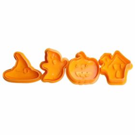 4 Pcs Halloween Cookie Cutters Biscuits Mold Pumpkin Fondant Sugarcraft Cupcake Decorating Tool DIY Mold - Default