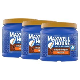 Maxwell House Medium Roast 100% Colombian Ground Coffee, 24.5 oz Canister, 3 Pack - Maxwell House