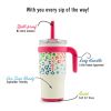 Reduce Vacuum Insulated Stainless Steel Coldee Mug with Lid and Spill-Proof Straw, Cheetah Pink, 18 oz - Reduce