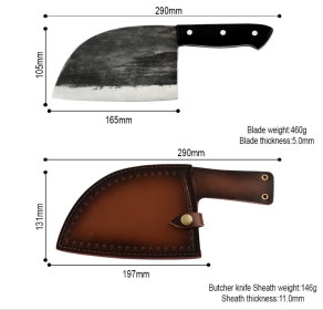 Artificial Forging Chopping Knives High Hardness - Black with sheath