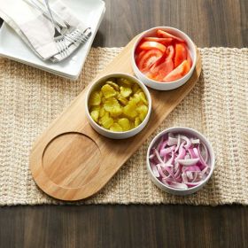 Better Homes & Gardens Acacia Wood Tray and Stoneware Bowl for Condiment, 19.69x7.28x2.17 in,3.96 lb - Better Homes & Gardens