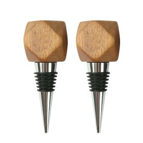 Better Homes & Gardens Elegant Wine Bottle Stopper Aluminum and Wood, Brown and Silver 3.93" - Better Homes & Gardens