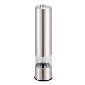 Electric Salt Pepper Grinder with Light Adjustable Coarseness Stainless Steel Salt Pepper Shaker - Silver