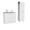 Quince 4-Door 2-piece Kitchen Set, Utility Sink Cabinet and Pantry Cabinet White - as Pic