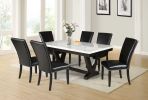 Finley - 7 Piece Dining Set (White Table & Black Chair) - White - as Pic