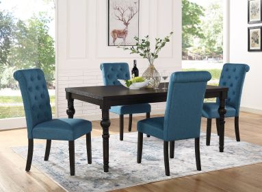 Leviton Urban Style Wood Dark Wash Turned-Leg Dining Set: Table and 4 Chairs, Blue - as Pic