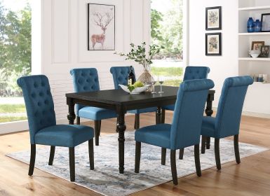 Leviton Urban Style Wood Dark Wash Turned-Leg Dining Set: Table and 6 Chairs - as Pic