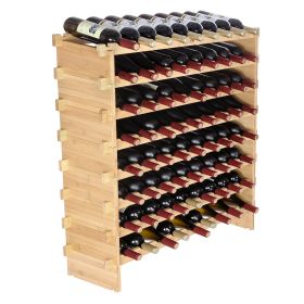 VEVOR 72 Bottle Stackable Modular Wine Rack Bamboo Wood Display Shelf 8-Tier - Default