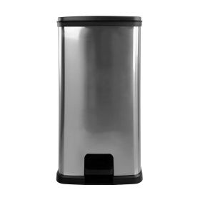 13.2 Gallon Trash Can, Plastic Rectangular Step Kitchen Trash Can, Silver - 13.2 gal