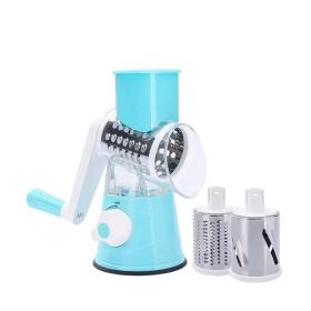 Multifunctional Roller Vegetable Cutter Hand Crank Home Kitchen Shredder Potato Grater - Blue