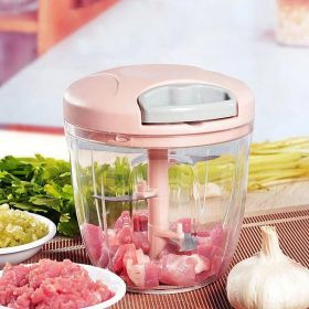 900ML Manual Meat Mincer Garlic Chopper Rotate Garlic Press Crusher Vegetable Onion Cutter Kitchen Cooking Accessories - Pink