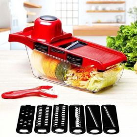 Stainless Steel 6 Blades Vegetable Slicer - Red