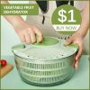 Vegetable Fruit Dehydrator Salad Useful Multifunctional Household Quickly Dryer Basket Shake Plastic Kitchen Tool Spinner - GREEN-B