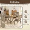 5pcs Table Set Round Dining Table Solid Wood Modern Farmhouse Rustic Look Distressed Look - as Pic