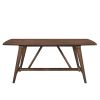 Modern Design 5pc Dining Set Table and 4x Side Chairs Fabric Upholstered Seat Back Brown Finish Wooden Dining Kitchen Furniture - as Pic