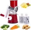 Multifunctional Roller Vegetable Cutter Hand Crank Home Kitchen Shredder Potato Grater - Red