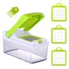 Vegetable Slicer Quick Potato Tomato Fruit Cutter Set with 3 Blades Stainless Steel Food Chopper - Green