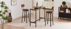 Swivel bar stool set of 2 with backrest, industrial style, metal frame, 29.5'' high for dining room. Rustic Brown, 13.4''w x 40.5''h. - as Pic