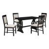 TREXM 5-Piece Retro Dining Set, Rectangular Wooden Dining Table and 4 Upholstered Chairs for Dining Room and Kitchen (Black) - as Pic