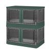 2Pcs 72L Foldable Storage Bins with Lid Collapsible Stackable Closet Organizer Containers with Front Door Lock 4Pcs Wheels - 72L - Green