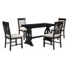 TREXM 5-Piece Retro Dining Set, Rectangular Wooden Dining Table and 4 Upholstered Chairs for Dining Room and Kitchen (Black) - as Pic