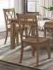 5pc Dining Set Natural Finish Table and 4x Side Chairs Brown Finish Wooden Kitchen Dining Room Furniture - as Pic