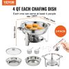 VEVOR 2-Pack Round Chafing Dish Set with Full-Size 4Qt Pan Glass Lid Fuel Holder - Default