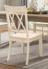 5pc Dining Set Natural Finish Table and 4x Side Chairs White Finish Wooden Kitchen Dining Room Furniture - as Pic