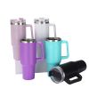 40 oz. With Logo Stainless Steel Thermos Handle Water Glass With Lid And Straw Beer Glass Car Travel Kettle Outdoor Water Bottle - 1200ml - C8