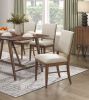 Modern Design 5pc Dining Set Table and 4x Side Chairs Fabric Upholstered Seat Back Brown Finish Wooden Dining Kitchen Furniture - as Pic