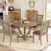 5pcs Table Set Round Dining Table Solid Wood Modern Farmhouse Rustic Look Distressed Look - as Pic