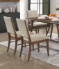 Modern Design 5pc Dining Set Table and 4x Side Chairs Fabric Upholstered Seat Back Brown Finish Wooden Dining Kitchen Furniture - as Pic