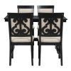 TREXM 5-Piece Retro Dining Set, Rectangular Wooden Dining Table and 4 Upholstered Chairs for Dining Room and Kitchen (Black) - as Pic