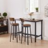 Swivel bar stool set of 2 with backrest, industrial style, metal frame, 29.5'' high for dining room. Rustic Brown, 13.4''w x 40.5''h. - as Pic