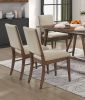 Modern Design 7pc Dining Set Table and 6x Side Chairs Fabric Upholstered Seat Back Brown Finish Wooden Dining Kitchen Furniture - as Pic