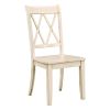 5pc Dining Set Natural Finish Table and 4x Side Chairs White Finish Wooden Kitchen Dining Room Furniture - as Pic